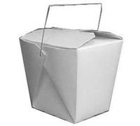 White Chinese Asian Paper Take Out Box with Wire Handle, Leak and Grease Resistant Stackable to Go Boxes (25, 32OZ)