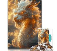 White Chinese Dragon 1000 Piece Jigsaw Puzzles,Challenging To Complete But Fun And Humorous Birthday Present,Gifts,Wall Art 38x26cm