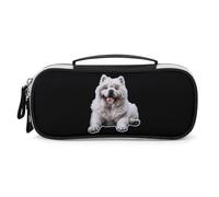 White Chow Chow Pencil Case Portable Makeup Bag Organizer Pencil Pouch Cosmetic Bags for Women