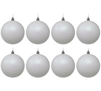 White Christmas Bauble 10cm Hanging Tree Ornaments - Glitter - Set of 8