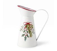 Homescapes White Christmas Holly & Mistletoe Decorative Vase