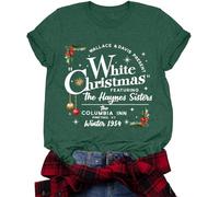 White Christmas Movie Shirt for Women Wallace and Davis Haynes Sister Graphic Print T Shirt Casual Xmas Holiday Tee Top, Green, M