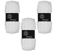 White Christmas Tinsel - 3 Pack, 150ft Total (50ft x 3cm per Pack) Tree Decoration