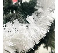 White Christmas Tinsel Garland, 10m/32.8ft Chunky/Fine Christmas Tree Hanging Tinsel Decoration Metallic Tinsel Xmas Decoration for Wall Fireplace Christmas Tree Decor (White)