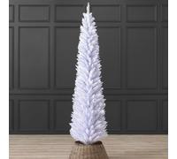White Christmas Tree 5ft 6ft 7ft Artificial Slim Pencil Xmas Spruce With Stand Christow White 6ft