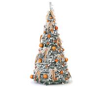 white christmas tree Artificial Christmas Tree, Retractable Folding Orange Xmas Tree, Integrated Molding With Decorations For Home, Office with lights(Light,150cm)