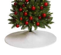 White Christmas Tree Skirt 80cm Round Base - Faux Snow Blanket Cover Decoration for Xmas Tree Stand & Presents - Durable Polyester Reusable Holiday Decoration - Easy Fit Cut-Out Slot