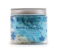 White Christmas Whipped Soap 120g - Festive Winter Scented Body Wash with Glitter Accents & Sugar Snowflakes - Luxurious, Moisturizing, and Nourishing Skincare Gift for the Holiday Season