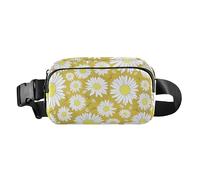 White Chrysanthemum Flower Fashionable Waist Pack Crossbody Bag for Women Men Teens Multipurpose Croose Body Purse with Adjustable Strap for Travel Vacation Running, White Chrysanthemum Flower, One