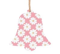 White Chrysanthemum Texture Chart Wooden Christmas Tree Ornaments Bell Shape 1 PC - Vintage Pendant Decorations for Holiday Home Decor