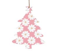 White Chrysanthemum Texture Chart Wooden Christmas Tree Ornaments Christmas Tree Shape 4 PCS - Vintage Pendant Decorations for Holiday Home Decor