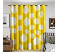 White Circle Dot Curtains Blackout, 46x54 Inch 2 Panels - Yellow Polka Dots Pattern Black Out Curtains, Home Decor, 54 Drop Eyelet Window Drapes for Bedroom, Living Room X&K-250