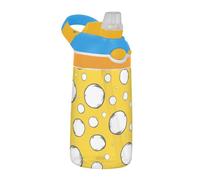 White Circular Spots on A Yellow Background Water Bottle with Leak Proof Spout Lid Lightweight Drinking Cup for Gym, Travel, Home, School, Office termo de agua Fria