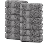 White Classic | 12 Pack 40x68 cm | Wealuxe Grey Hand Towels for Bathroom, Cotton Hand Towel Bulk for Home Kitchen or Gym and Spa, Saloon Soft Extra Absorbent Quick Dry Terry Towels Set | 12 Pcs, Grey