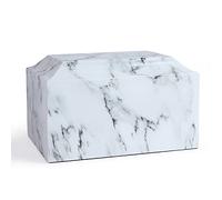 White Classic Cultured Marble Cremation Urn for Adult Ashes, Urn for Human Ashes, Adult Sized Memorial Urn for Ground Burial or Home Memorial