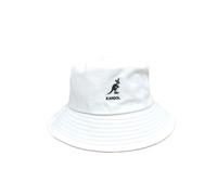 (White) Classic Kangol Washed Bucket Hat Cotton Round Top Wide Headwear Brim Unisex