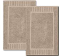 White Classic Luxury Bath Mat Floor Towel Set - Absorbent Cotton Hotel Spa Shower/Bathtub Mats [Not a Bathroom Rug] 22"x34" | 2 Pack | Taupe