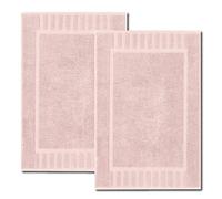 White Classic Luxury Bath Mat Floor Towel Set - Absorbent Cotton Hotel Spa Shower/Bathtub Mats [Not a Bathroom Rug] 22"x34" | 2 Pack | Pink
