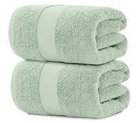 White Classic Luxury Bath Sheet Towels Extra Large | Highly Absorbent Hotel spa Collection Bathroom Towel | 35x70 Inch | 2 Pack (Green)