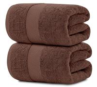 White Classic Luxury Bath Sheet Towels Extra Large | Highly Absorbent Hotel spa Collection Bathroom Towel | 35x70 Inch | 2 Pack (Brown)