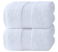 White Classic Luxury Bath Sheets Towels for Adults Extra Large 89x178 cm - 700 GSM Turkish Cotton, Highly Absorbent | Hotel Collection | 2 Pack