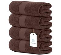 White Classic Luxury Bath Towels Large - Cotton Hotel spa Bathroom Towel | 27x54 | 4 Pack | Brown