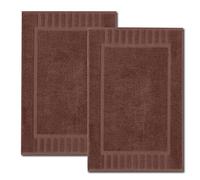White Classic Luxury Brown Bath Mats 22x34, 2 Pack, [Not a Bathroom Rug] | Absorbent 100% Turkish Cotton Bath Mats for Bathroom, Hotel, Spa, Shower/Bathtub, Soft Bathroom Mats Premium Hotel Collection