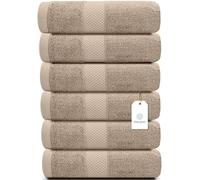 White Classic Luxury Hand Towels for Bathroom-Hotel-Spa-Kitchen-Set - Circlet Egyptian Cotton - 16x30 Inches - Set of 6 (Taupe)