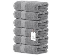 White Classic Luxury Light Grey Hand Towels, 100% Cotton Bathroom Hand Grey Towels Set of 6, Hotel Towels Extra 40x76 cm, Quality Small Cloths Bathroom Sets for Hands | 6 Pack