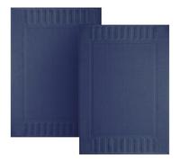 White Classic Luxury Navy Blue Bath Mat 22x34, 2 Pack Not a Bathroom Rug | Absorbent 100% Turkish Cotton Bath Mats for Bathroom, Hotel, Spa, Shower/Bathtub, Soft Bathroom Mats Premium Hotel Collection