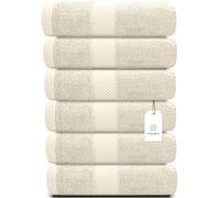 White Classic - Luxury Towel Set for Bathroom, Hotel, Spa, Kitchen, Egyptian Cotton, 16 x 30 Inches, 6 Piece Set (Ivory)