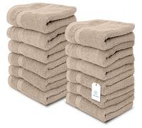 White Classic Luxury Washcloths for Bathroom-Hotel-Spa-Kitchen-Set - Circlet Egyptian Cotton - Highly Absorbent Hotel Quality Face Towels - Bulk Set of 12-13x13 Inch (Taupe)
