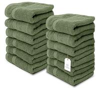 White Classic Luxury Washcloths for Bathroom-Hotel-Spa-Kitchen-Set - Circlet Egyptian Cotton - Highly Absorbent Hotel Quality Face Towels - Bulk Set of 12-13x13 Inch (Forest Green)