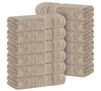 White Classic Luxury Washcloths for Bathroom-Hotel-Spa-Kitchen-Set - Circlet Egyptian Cotton - Highly Absorbent Hotel Quality Face Towels - Bulk Set of 12-13x13 Inch (Taupe)