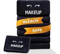 White Classic Makeup Remover Face Towels Set of 6, Bleach Safe Black Cloths 33 x 33 cm, Luxury Ultra Soft Cotton Facial Cleansing Washcloths for Make up Removal | 6 Pack
