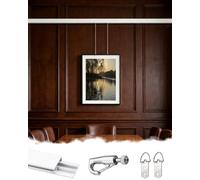 White Click Rail Picture Hanging Chain System, Aluminum Art Gallery Hooks Kit with Heavy Duty Track, Professional Church Studio Hangers(2 m/6.6' cable,2 m/6.6' track)