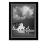 White Cliffs at Dusk Scandinavian Framed Wall Art Print A3 (42×29.7cm) Black, Wall Decor for Living Room, Bedroom, Office & Home, Ready to Hang, Art Gift