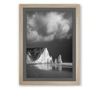 White Cliffs at Dusk Scandinavian Framed Wall Art Print A3 (42×29.7cm) Oak, Wall Decor for Living Room, Bedroom, Office & Home, Ready to Hang, Art Gift