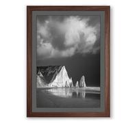 White Cliffs at Dusk Scandinavian Framed Wall Art Print A4 (29.7×21cm) Walnut, Wall Decor for Living Room, Bedroom, Office & Home, Ready to Hang, Art Gift