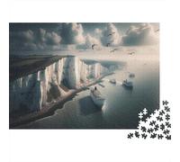 White Cliffs of Dover 1000-Piece Puzzle for Adults, 70x50cm/1000pcs, Clean White Cardboard for Sorting; A Weekend Activity at Your Own Pace