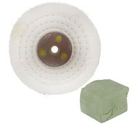 White Close Stitched Polishing Buffing Mop 4" x 0.5" 1 Row With Compound 250g