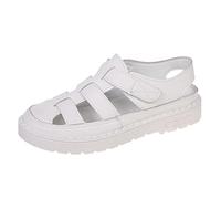 White Closed Toe Sandals for Women Wide Fit Faux Leather Fisherman Gladiator Sandals Summer Shoes Casual Fashion Breathable Walking Sandle Footwear UK Size 5.5