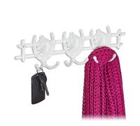 Relaxdays Wall-Mounted Coat Rack, Horses Design, Cast Iron, 6 Hooks, Unusual Look, Key Hanger, 11 x 36.5 x 3.5 cm, White