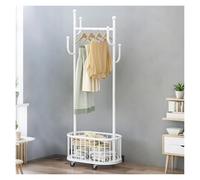 White Clothing Rack with Wheels Sturdy Garment Stand & Storage Box Versatile for Entryway & Bedroom 80cm/31.5in - Stylish & Functional Solution