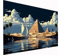 White Cloud Diamond Art Boat 5D DIY Diamond Painting Kits for Adults & Kids Beginner, Full Drill Square Diamond Art Craft Set, Crystal DIY Embroidery Cross Stitch for Wall Decor Gifts 50x100cm Z1-655