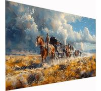 White Cloud Diamond Art Horse 5D DIY Diamond Painting Kits for Adults & Kids Beginner, Full Drill Square Diamond Art Craft Set, Crystal DIY Embroidery Cross Stitch for Wall Decor Gifts 50x100cm Z1-657