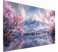 White Cloud Large Diamond Art Cherry Blossoms DIY 5D Diamond Painting Kits for Adults & Kids, Full Drill Square Large Diamond Art Craft Set, DIY Embroidery Cross Stitch for Wall Decor 50x100cm Z1-615