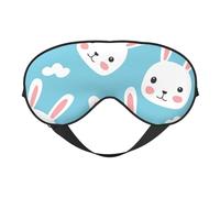 White Cloud Rabbit Head Print Sleep Mask with Adjustable Strap, Comfortable Eye Cover for Travel, Yoga, Napping, Sleeping & Relaxation