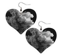 White Cloud Stylish Leather Earrings â€“ Heart-Shaped Pvc Leather Dangle Earrings With 925 Silver-Plated Hooks, Fashionable Lightweight Jewelry For Women