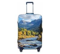 White Clouds and Flowing Rivers Elastic Travel Luggage Cover Suitcase Protector, Print Suitcase Baggage Cover Anti-Scratch